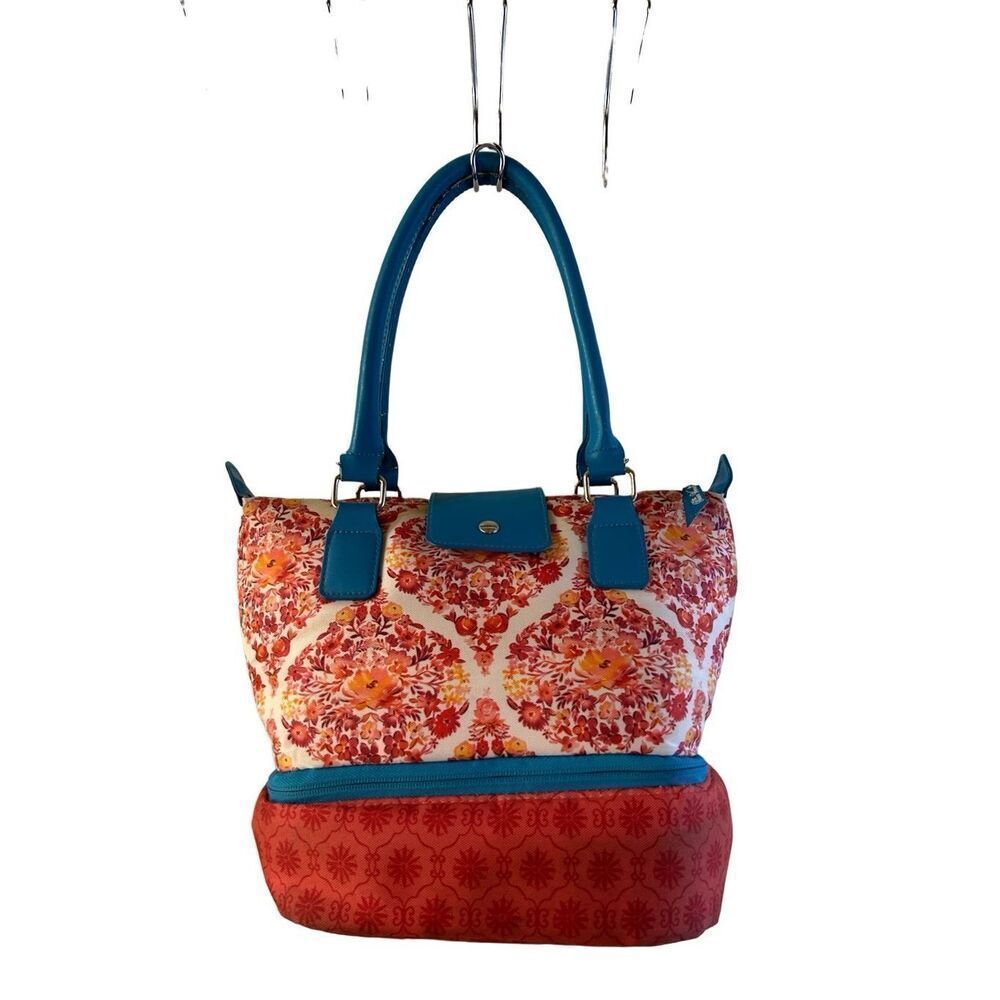 Pioneer Woman insulated lunch tote (some discoloration) pink blue
